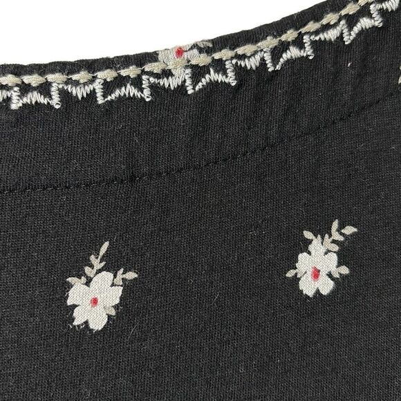 J. Jill black scattered daisy print with embroidery sleeveless maxi dress 2X - Picture 6 of 12